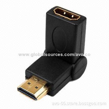 Swivel HDMI Adapter, Male to Female, Supports 1,080P Resolution, Nickel-plated
